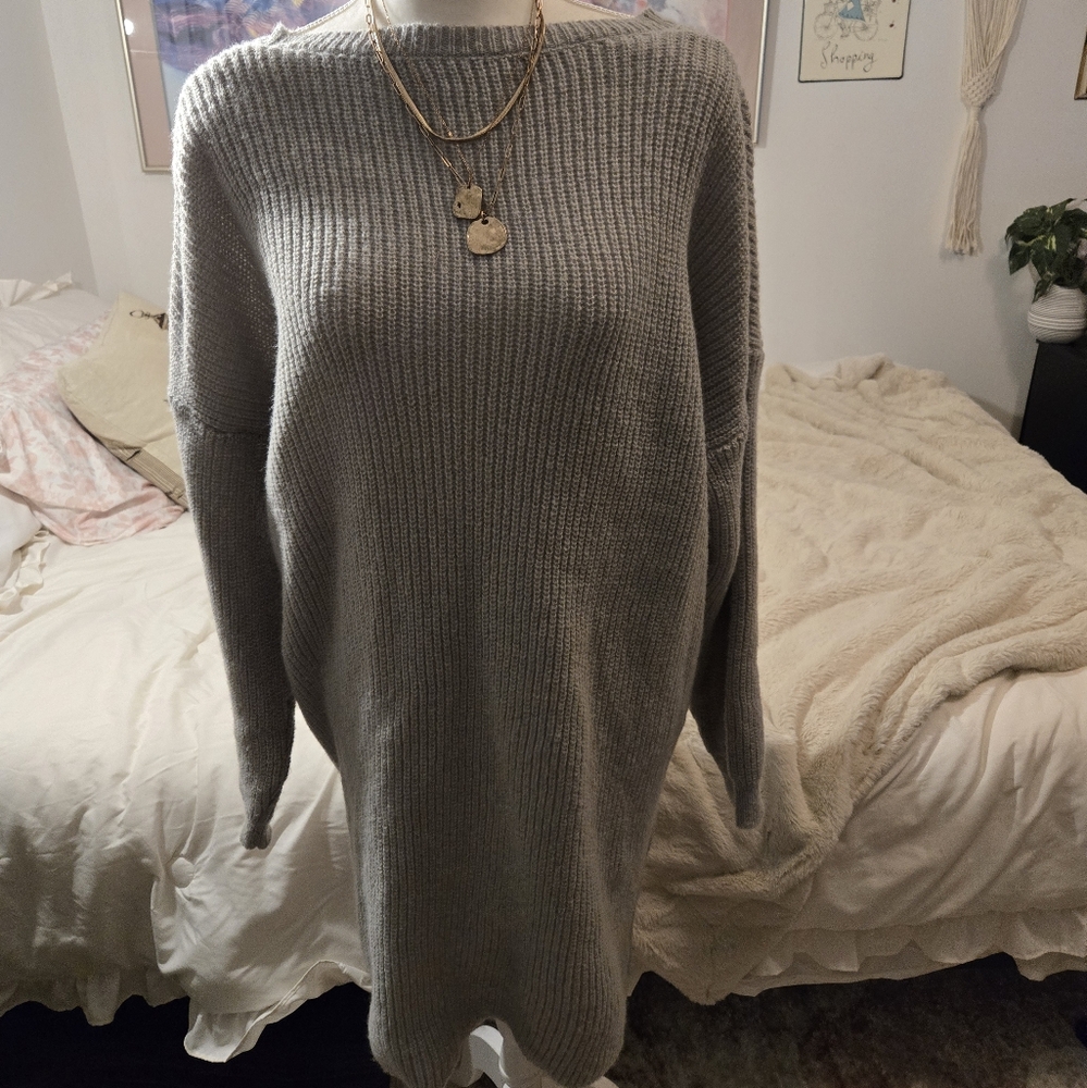 Women's Gray Knit Sweater Dress